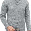 COOFANDY Men Dress Sweater Shawl Collar Sweatshirt Fashion Light Fleece Sweatshirt Dark Blue (X-Large, Grey)
