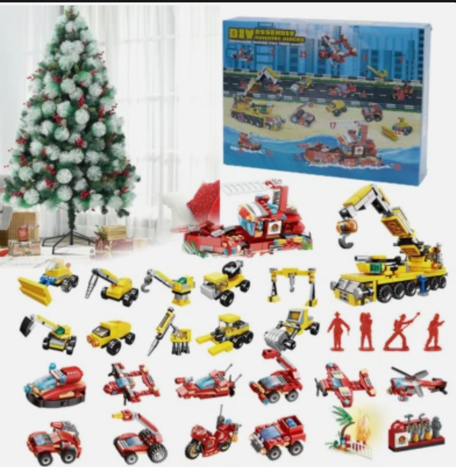 Christmas Advent Calendar 24 Days Countdown Truck Toys Cars Gifts for Boys Girls, Pack 2