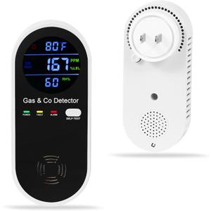 Explosive-Gas-Detectors and Carbon-Monoxide-Detector Plug in,4-in-1 Carbon Monoxide Alarm,Natural Gas Leak Detector,Propane & CO Detector with Fahrenheit(F) & Humidity for Home,RV,Apartment,Hotel