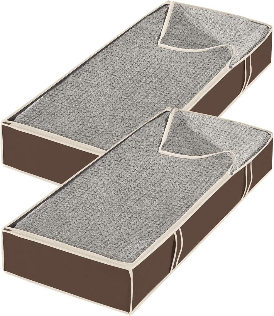 Whitmor Zippered Underbed Bags Java Set of 2 Pieces