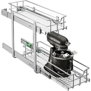 WelFurGeer 2-Tier Kitchen Cabinet Pullout Shelf and Drawer Organizer, Soft Close Pantry Pull Out Shelves, Heavy Duty Pull Out Cabinet Organizer with Shelf Liner for Kitchen Cabinets, Pantry Storage