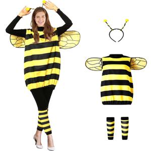 Bee Costume Kit - Women & Kid Bee Costume with Head Piece and Wings for Halloween 5.4ft for Adults