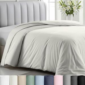 Duvet Cover Twin Size/Twin XL Size Only - Premium 400 Thread Count, Natural 100% Cotton Bed Duvet Cover, Soft Sateen, Button Closure and Corner Ties - Ivory (Pale Tone)