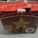 JOIEDOMI 9 inch Silver PVC Star Christmas Tree Topper, with 10 Warm White Light Glitter Swirl Battery Powered Indoor Decorations for Home Holiday Xmas Party