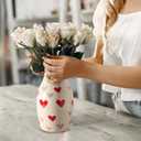 Ceramic Love Heart Vase, Gifts for Women, Valentines Day Vase, Unique Cute Large Decorative Bouquet Modern Pink Red Vases, 8 Inch