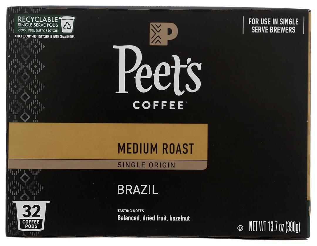 Peet'S Coffee & Tea, Coffee Brazil Minas Pods, 13.7 Ounce (EXP 09/02/26)