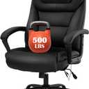 BestMassage Big and Tall Office Chair 500lbs Wide Seat Ergonomic Desk Chair with Lumbar Support Arms High Back PU Leather Executive Task Computer Chair for Heavy People Women,Black