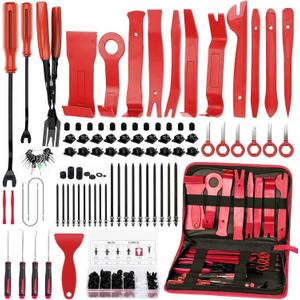 GLK 248pcs Trim Removal Tool, Pry Tool, Door Panel Radio/Stereo Terminal Removal Tool Kit, Fasteners Remover, with Car Retainer Bumper Clips,Automotive Hook Set, Blue