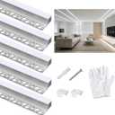 Plaster-in LED Channel 10 Pack 4.6FT/1.4M, LED Strip Aluminum Channel with Milky Diffuser & End Caps, Drywall Trimless Recessed Aluminum Profile for Ceiling Wall Baseboard Trim (46FT)