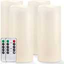 Homemory 10" x 4" Large Waterproof Outdoor Flameless Candles with Remote Control and Timer, Battery Operated Flickering LED Pillar Candles for Outdoor Larterns, Porch, Long Lasting, Set of 4