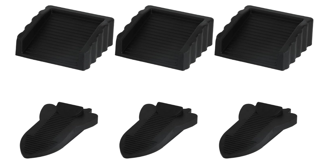 6pcs Door Stopper, 2 Styles Small TPR Rubber Doorstops Wedge Bidirectional Anti-Slip Spacecraft Indoor Bottom Stop Weight Prop Hold Keep Open Works on All Floor Types Home & Office Use (Black)