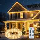 100ft LED Rope Light with Remote 8 Modes Strip Lights with Timer & Memory 5.5mm Large Diameter Twinkle Lights for Wedding Garden Christmas Halloween Bedroom Patio Decorations (30M, Warm White)