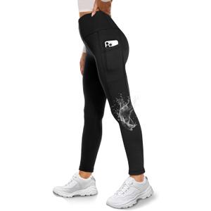 GAYHAY Fleece Lined Leggings for Women with Pockets- Water Resistant Winter Thermal Warm High Waisted Workout Tights Pants (Black, S/M)