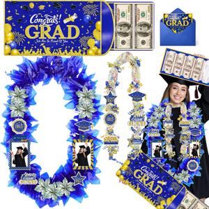 Class of 2026 Graduation Leis with Money Gift Set, 2 pcs Candy Lei Graduation Cash Holder,Personalized Graduation Gifts Money Leis with Photo Frame Congrats Grads Gift Idea for Graduate Party Supplies