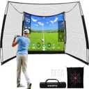 Golf Simulators for Home,11 * 8FT Golf Net with Simulator Impact Screen and Target Cloth, Portable Heavy Duty Golf Hitting Net for Outdoor Indoor with 1,500 Actual Impact Tests