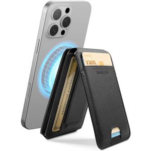 SURITCH for MagSafe Wallet with Stand, NFC-Supported Card Holder with RFID Blocking, Tri-fold Magnetic Wallet with Adjustable Stand Selfie Stick for iPhone 17/16/15/14/13/12 Series, Black