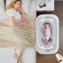 VaVaSoo Electric Baby Bassinet, Auto Bedside Sleeper with 3 Rocking Speeds & 8 Calming Sounds, Rocking Crib for Infants, Grey