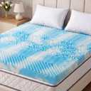DUMOS 2 Inch Memory Foam Mattress Topper Queen, 5-Zone Cooling Gel Infused Pressure Relief Bed Topper for Back & Hip Pain, Soft Dorm RV Camping Mattress Pad, Blue