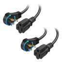 [ETL Listed] Cable Matters 2-Pack 16 AWG 360 Rotating Flat Plug Short Extension Cord - 1ft, 13A/1625W, Low Profile 3 Prong Power Extension Cords, NEMA 5-15P to NEMA 5-15R, Black