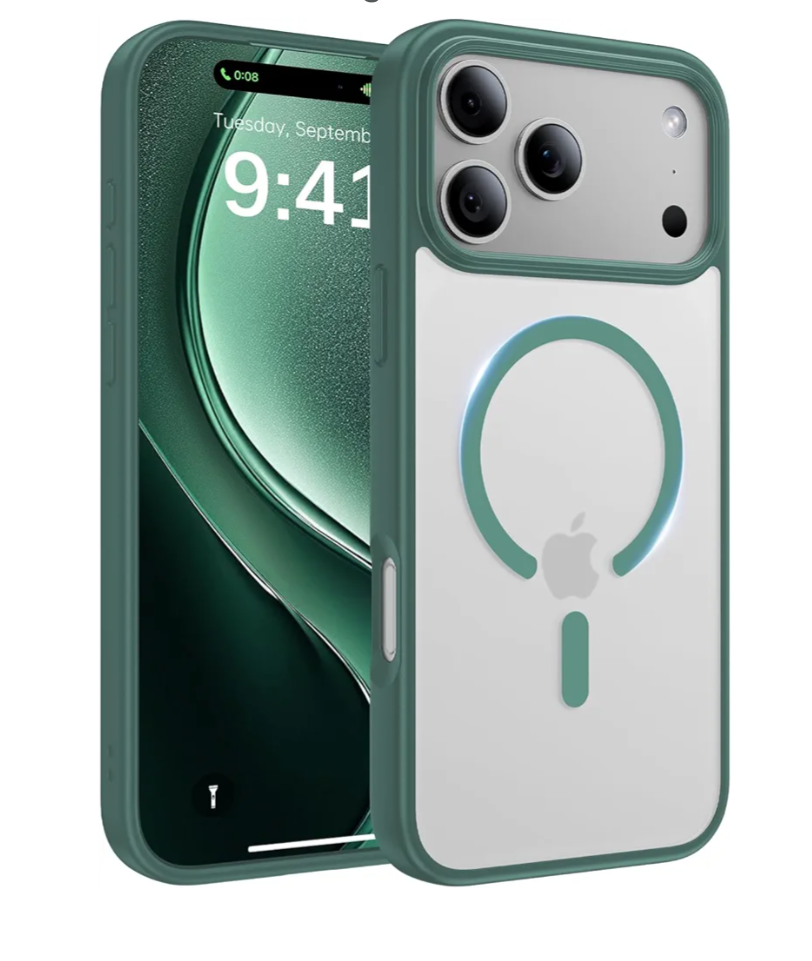 Magnetic for iPhone 17 Pro Case, [Anti-Slip] [Military-Grade Drop Protection] [Camera Protection] Skin-Friendly Slim Matte Shockproof Protective for iPhone 17 Pro Phone Case, Midnight Green