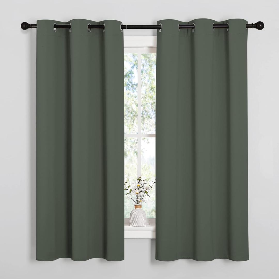 NICETOWN Blackout Curtain Panels, Home Decoration Thermal Insulated Solid Grommet Blackout Drape for Dining Room (Dark Mallard, 1 Pair, 42 by 63-Inch)