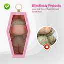 2 x Protective Case with Keychain, Large Clear Figure Display Bag for 17cm Doll, Portable Small Doll Storage, Dustproof Scratch-Resistant for Standing (Doll Not Included), Pink