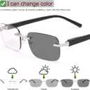 2 Pack Rimless Spring Hinge Photochromic Sun Readers Blue Light Blocking Computer Reading Glasses UV400 Protection Transition Sunglasses Shades Anti Glare Eyewear Gaming Eyeglasses for Men Women
