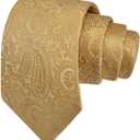 GUSLESON 3.15"8cm Mens Tie and Lapel Pin Paisley Necktie Hankerchief Cufflinks Set for Men