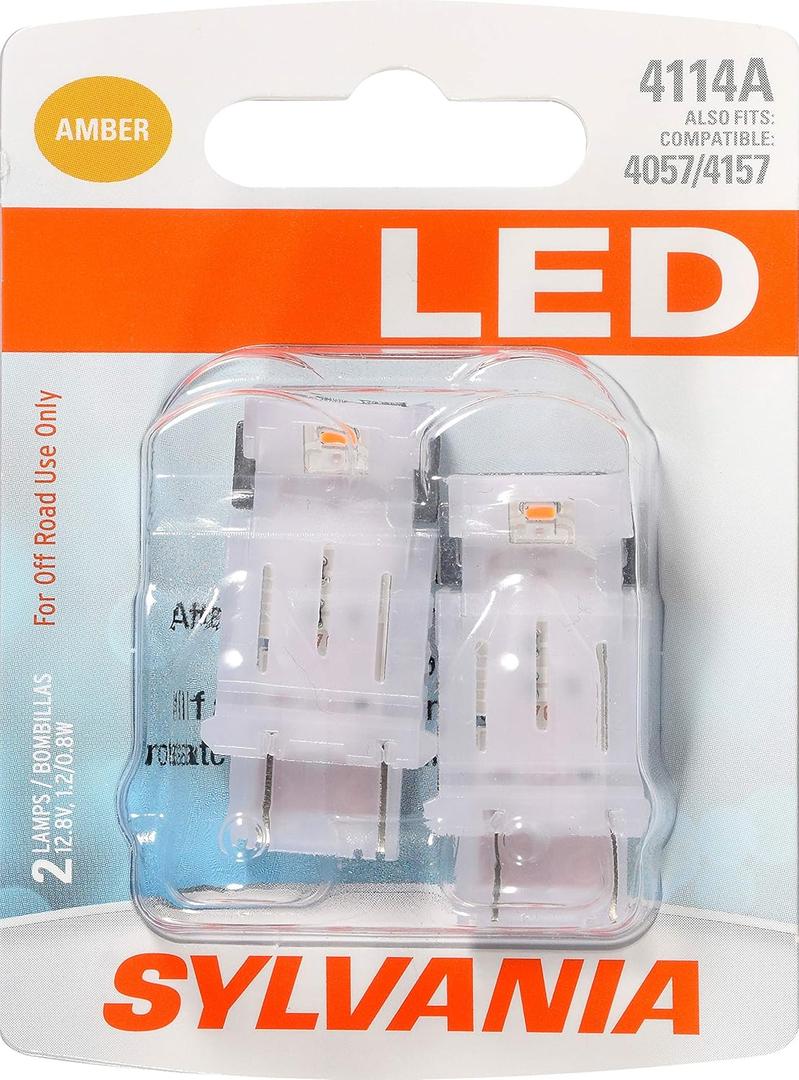 SYLVANIA - 4114 LED Amber Mini Bulb - Bright LED Bulb, Ideal for Park and Turn Lights (Contains 2 Bulbs)