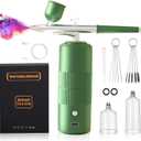 Airbrush Kit Dual Action with Compressor, 40PSI Cordless Airbrush Gun Set, Auto-Stop Handheld Rechargeable Air Brush Comes 3 Gears Air Pressures for Nails Art, Painting, Cake, Makeup, Model, Coloring