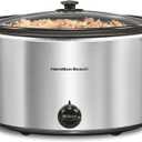 Hamilton Beach 10 Quart Slow Cooker with Folding Handles, Extra-Large Capacity, Serves 12+, Silver with Black Accents, R33190