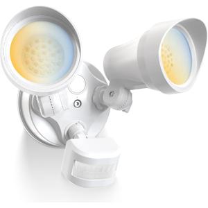ALUSSO Motion Sensor Outdoor Lights, 30W 3500LM Flood Lights Outdoor 120V, 3 Modes (Dusk to Dawn/Auto/On Time), 3CCT 3000K/4000K/6500K Waterproof Hardwired ETL Listed, Porch Flood Light, White 1PC