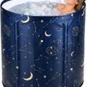 Portable Foldable Bathtub, Collapsible Adult Bath Tub for Hot SPA and Ice Bath, Space-Saving Storage, Durable PVC Material (Starry Sky A, 27inch)