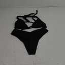 Bikini Set for Women Solid Color Halter Neck Strap Swimsuit Set, L