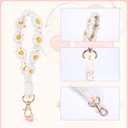 Mikovivi 12pcs Handmade Wristlet Keychains, Boho Macrame Keychain Woven Bracelet Wrist Lanyard Car Key Chain Wristbands Cute Daisy Flower Keyring for Women