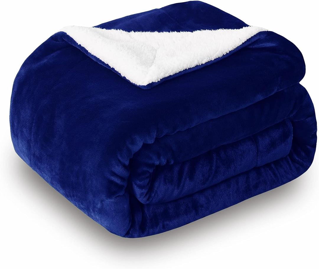 SOCHOW Sherpa Fleece Throw Blanket, Double-Sided Super Soft Luxurious Plush Blanket Throw Size, Blue, 50x60 inches