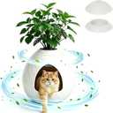 Egg-Shaped Hidden Plant Litter Box, Cat Litter Box Enclosure with Replaceable Plant Tray Top, Waterproof Cat Litter Cabinet Furniture, Odor Concealed Cat Box for Living Room Bedroom Corner