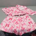 WDIRARA Women's 2 Piece Bow Print Pajama Set Short Sleeve Button Down Lounge Shorts Sleepwear Sets (XX-Large, Hot Pink)