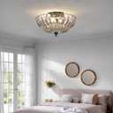 Modern Black Ceiling Light Fixture, 12" Grey Glass Flush Mount Chandeliers, Semi Flush Mount Ceiling Light Fixture Suitable for Living Room Hallway Kitchen Bedroom
