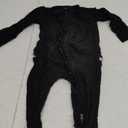 Posh Peanut Footie Pajamas for Baby Girls  Sleepers in Viscose from Bamboo with 2-Way Zipper & Ruffle Trim (6-9 Months, Solid Ribbed Black)