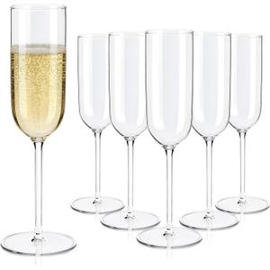 Plastic Champagne Flutes Set, 6oz Unbreakable Champagne Glasses Bulk, Shatterproof Reusable Mimosa Prosecco Sparkling Wine Cups for Wedding Dinner Party (Clear, 48pcs)