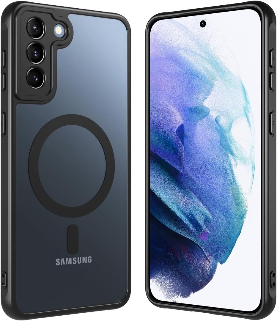 Hensinple for Samsung Galaxy S21 Plus Case with 200% Stronger Magnetic,S21+ Phone case Military-Grade Drop Protection S21 Plus Phone Case 5g Matte Slim for Samsung S21 Plus Case Cover[6.7"]-Black