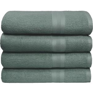 BOUTIQUO Premium Cotton 4 Pack Bath Towel Set - 100% Pure Cotton - 4 Bath Towels 27x54 - Ideal for Everyday use - Ultra Soft & Highly Absorbent - Jade