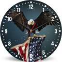 SPUNKER America Flag Eagle Wall Clocks,Patriotic Bald Eagle Wall Clock Battery Operated 10 Inch,Round Clock Silent Non-Ticking Wall Decor for Farmhouse Office Home School Living Room Bedroom