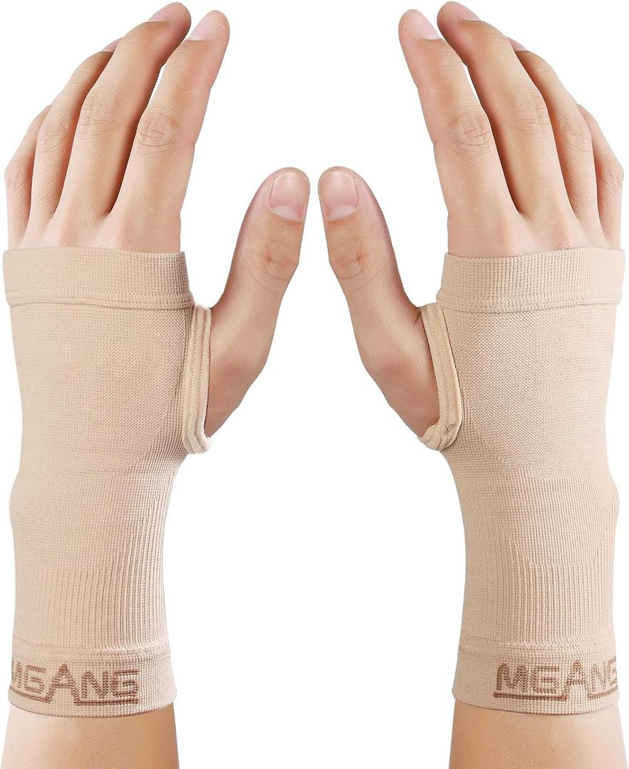Wrist Support Sleeves, 1 Pair Wrist Compression Gloves for Unisex, 20-30 mmHg Wrist Brace Support for Carpal Tunnel, RSI, Tendonitis, Sprains, HandInstability, Pain Relief, Beige XL