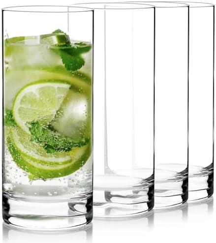 Luigi Bormioli Classico Highball Glasses, Set of 4 - 16.25oz Italian Barware Made from Break-Resistant SON.hyx Lead-Free Crystal Glass - Dishwasher Safe Drinkware for Cocktails, Water, Spirits