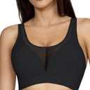 Support Bra Seamless Wireless Comfort Bralette No Underwire Push Up Strappy Wirefree Padding Lifting Vneck Comfy Moisture Wicking Tshirt Bra (Black, XXXL)