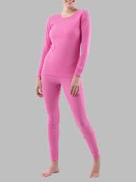 Ownwfeat Wool Women Thermal Underwear Set Wool Basic Lightweight Thermal Set Long Sleeve Top +Bottom, Color Hot Pink Set, Size Small