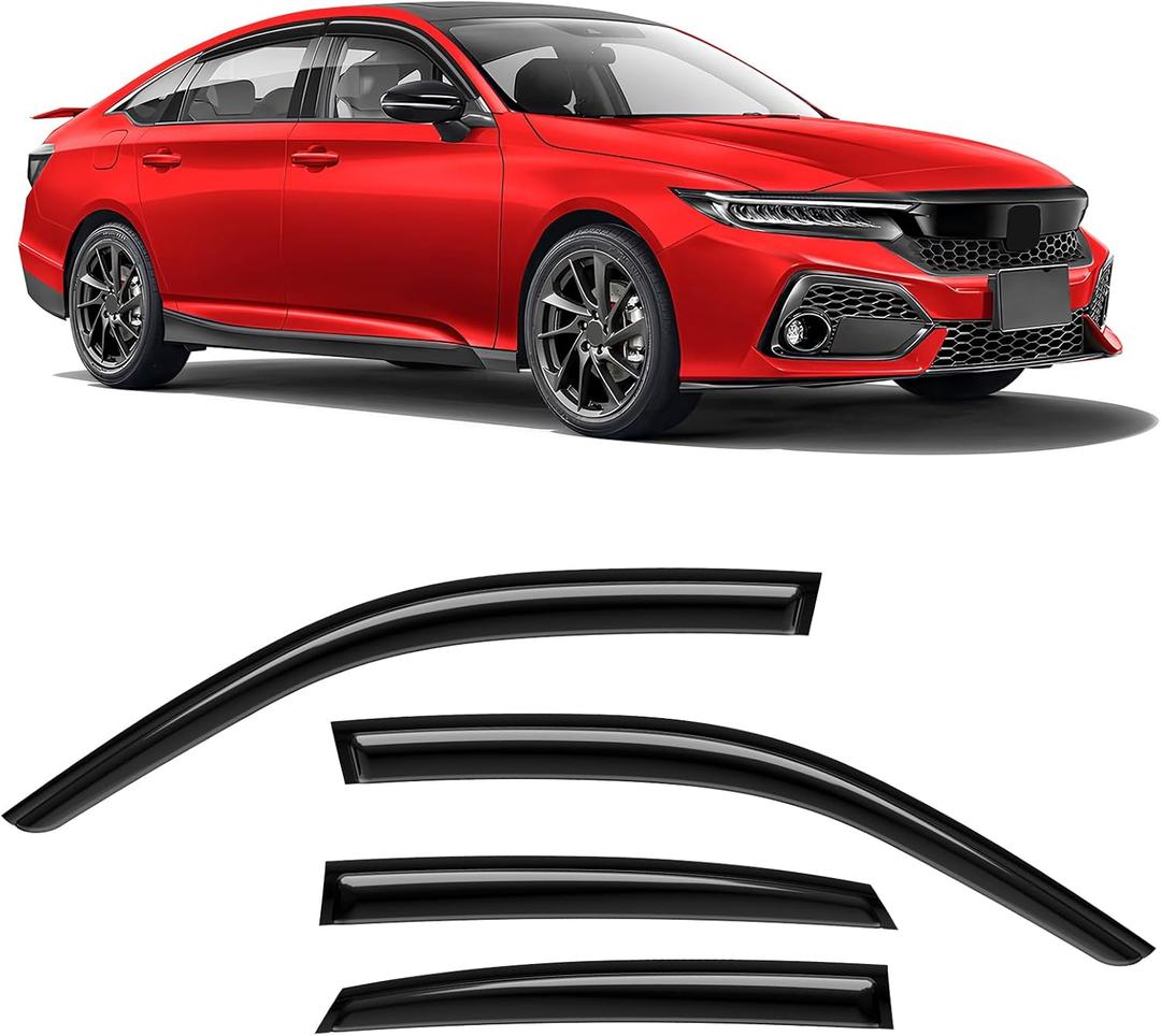 Extra Durable Rain Guards Fit for Honda Civic 2022-2024, Tape-on Side Window Deflectors, Window Rain Guard, 22 23 24 Civic Wind Deflectors Black - 4 PCS