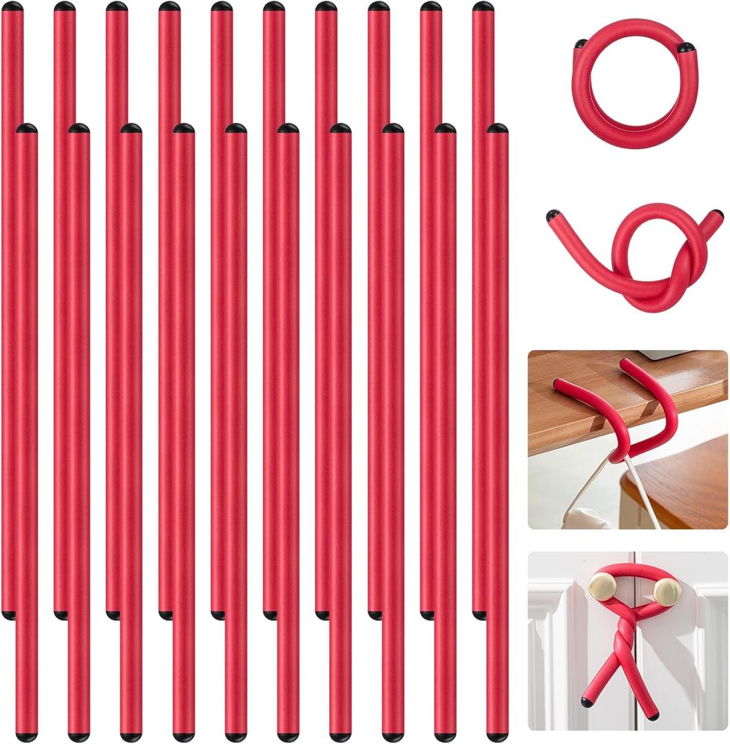 20 Pcs 17 Inch EVA Foam Twist Rubber Ties Reusable Bendable Cable Tie Straps Flexible Heavy Duty Twisty Ties for Organizing Cords Bundling (Red)